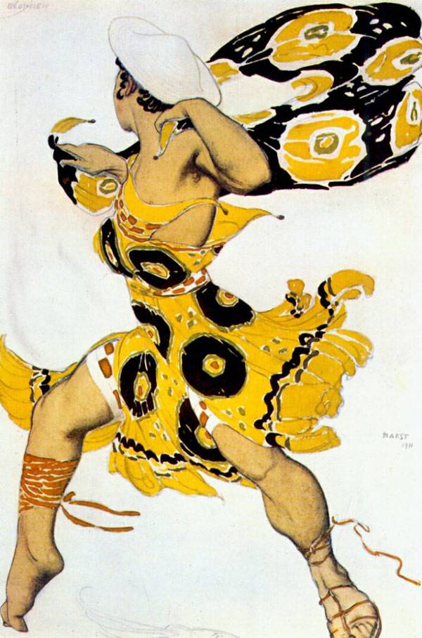 Молодой беотиец. Эскиз костюма к балету Н. Н. Черепнина «Нарцисс». 1911. Акварель, карандаш 