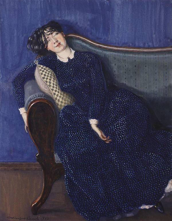 Спящая женщина в синем платье. 1903 Сомов