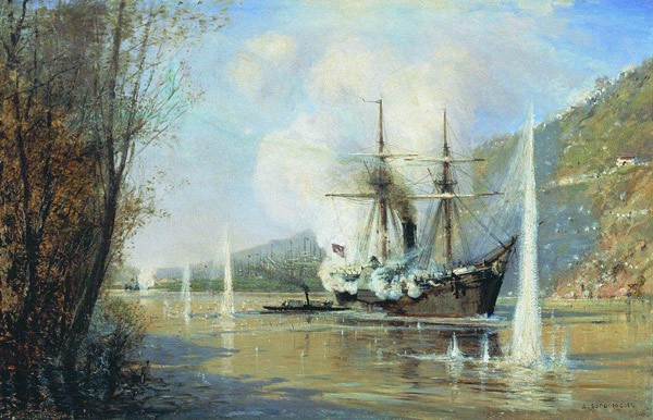 Атака турецкого парохода миноносной лодкой Шутка 16 июня 1877 года. Не ранее 1881